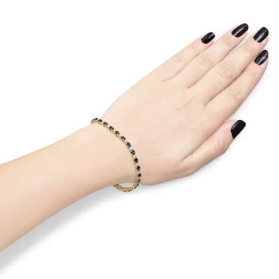 Haus Of Brilliance 18k Yellow Gold 3/4 Cttw Diamond And 5 1/3 Cttw Oval Blue Sapphire Alternating Link Bracelet In Gold