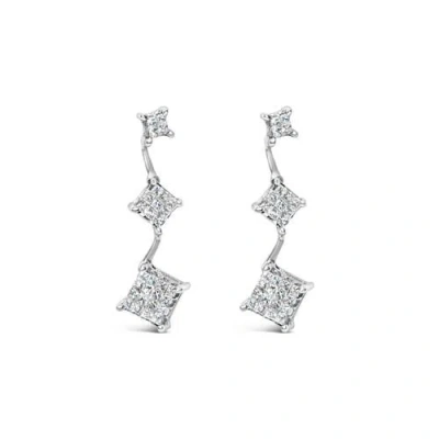 Haus Of Brilliance 14k White Gold 1 Cttw Princess Cut Diamond Earrings In Metallic