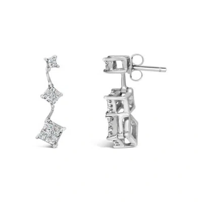 Haus Of Brilliance 14k White Gold 1 Cttw Princess Cut Diamond Earrings In Metallic