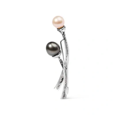 Haus Of Brilliance 18k Gold 3/5 Ctw Diamond And Cultured South Sea Pearl Brooch Pin In Metallic