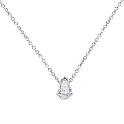 Haus Of Brilliance Ags Certified 14k White Gold 1/2 Cttw Diamond Pear Pendant Necklace In White