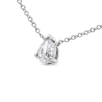 Haus Of Brilliance Ags Certified 14k White Gold 1/2 Cttw Diamond Pear Pendant Necklace In White