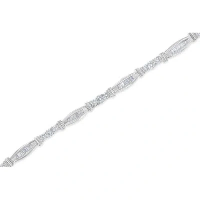 Haus Of Brilliance 10k White Gold Geometric Pattern Diamond Tennis Bracelet In Metallic