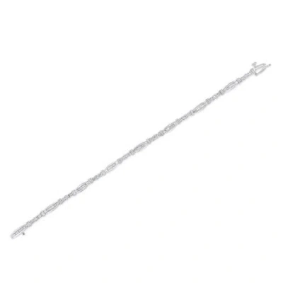 Haus Of Brilliance 10k White Gold Geometric Pattern Diamond Tennis Bracelet In Metallic