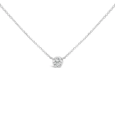 Haus Of Brilliance 14k White Gold 1.00 Cttw Bezel Lab-grown Diamond Solitaire Pendant Necklace In White