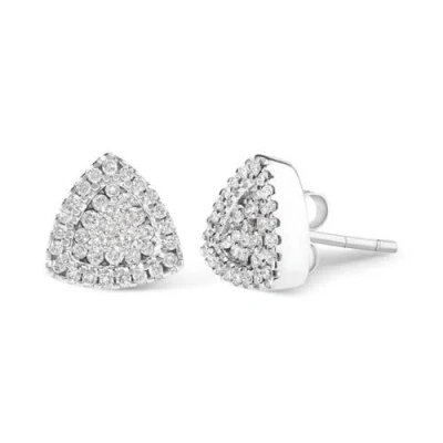 Haus Of Brilliance 14k White Gold 1/2 Ct Trillion Shaped Diamond Stud Earrings In White