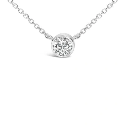 Haus Of Brilliance 14k White Gold 1.00 Cttw Bezel Lab-grown Diamond Solitaire Pendant Necklace In White
