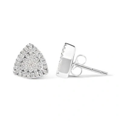 Haus Of Brilliance 14k White Gold 1/2 Ct Trillion Shaped Diamond Stud Earrings In White