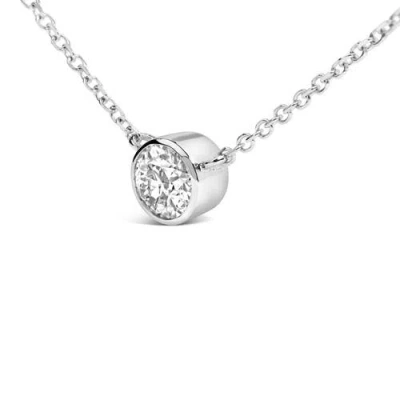 Haus Of Brilliance 14k White Gold 1.00 Cttw Bezel Lab-grown Diamond Solitaire Pendant Necklace In White