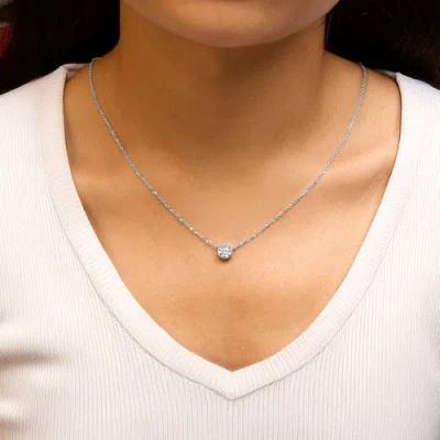 Haus Of Brilliance 14k White Gold 1.00 Cttw Bezel Lab-grown Diamond Solitaire Pendant Necklace In White