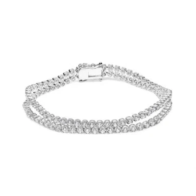 Haus Of Brilliance 18k White Gold 5 3/5 Cttw Natural Diamond Double Row Link Tennis Bracelet In Metallic