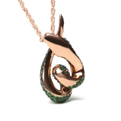 Haus Of Brilliance 18k Gold Tsavorite Gemstone Spiral Snake Design Pendant Necklace In Green