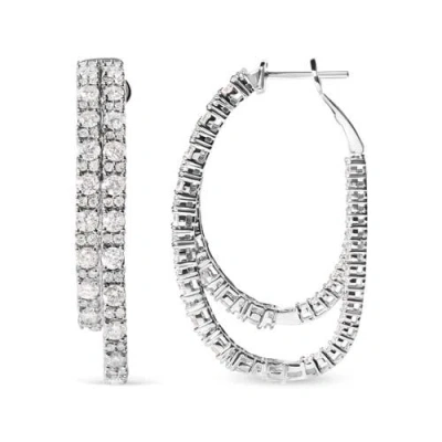Haus Of Brilliance 14k White Gold 4.0 Cttw Diamond Asymmetrical Inside Out Double-hoop Earrings