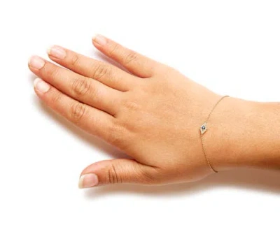 Haus Of Brilliance 10k Yellow Gold Blue Sapphire And Diamond Accent Evil Eye Station Link Bracelet In Yellow