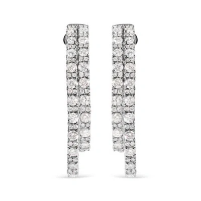 Haus Of Brilliance 14k White Gold 4.0 Cttw Diamond Asymmetrical Inside Out Double-hoop Earrings