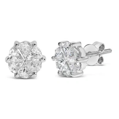 Haus Of Brilliance 14k White Gold 1.00 Cttw Pie Cut Diamond Solitaire Style Stud Earring In Metallic