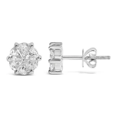 Haus Of Brilliance 14k White Gold 1.00 Cttw Pie Cut Diamond Solitaire Style Stud Earring In Metallic