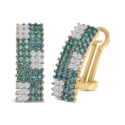 Haus Of Brilliance 14k Gold 2.00 Cttw Diamond Four-row Pavé Omegaback Earrings In Green