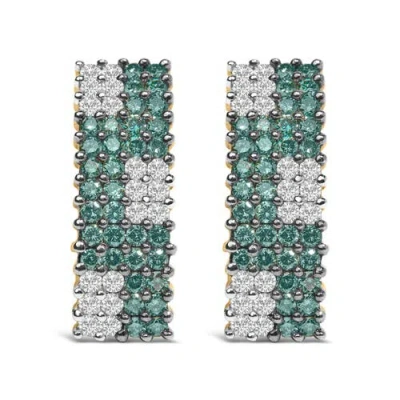 Haus Of Brilliance 14k Gold 2.00 Cttw Diamond Four-row Pavé Omegaback Earrings In Green
