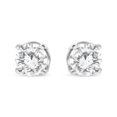 Haus Of Brilliance 14k White Gold 3/4 Cttw Lab Grown Diamond 4-prong Classic Stud Earrings In White