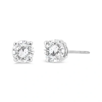 Haus Of Brilliance 14k White Gold 3/4 Cttw Lab Grown Diamond 4-prong Classic Stud Earrings In White
