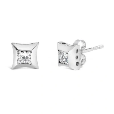 Haus Of Brilliance 10k White Gold 1/2 Cttw Invisible Set Princess-cut Diamond Stud Earrings In Metallic