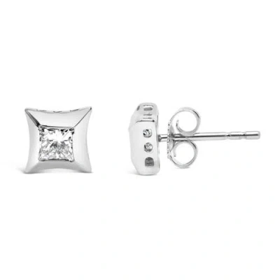 Haus Of Brilliance 10k White Gold 1/2 Cttw Invisible Set Princess-cut Diamond Stud Earrings In Metallic
