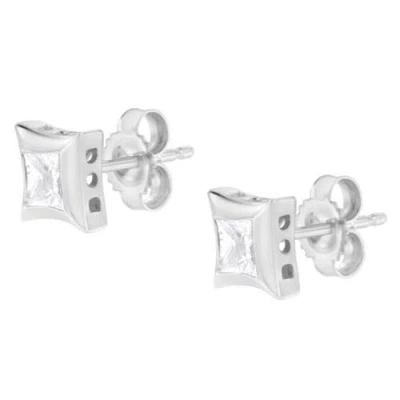 Haus Of Brilliance 10k White Gold 1/2 Cttw Invisible Set Princess-cut Diamond Stud Earrings In Metallic