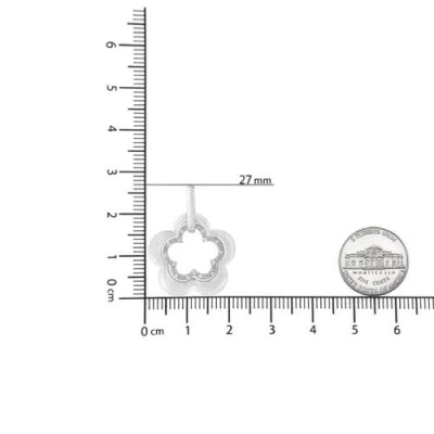 Haus Of Brilliance Matte Finished Silver Diamond Accent Double Flower Shape Satin Pendant Necklace In Metallic