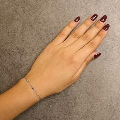 Haus Of Brilliance 14k White Gold Blue Sapphire And White Diamond Bezel Station Chain Bracelet In Multi