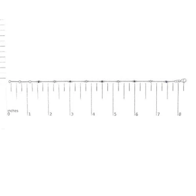 Haus Of Brilliance 14k White Gold Blue Sapphire And White Diamond Bezel Station Chain Bracelet In Multi