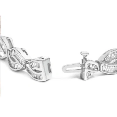 Haus Of Brilliance 14k White Gold 2.00 Cttw Channel Set Baguette Diamond Vintage Style Link Bracelet In Gray