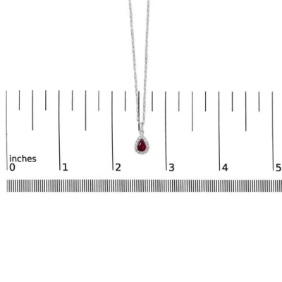 Haus Of Brilliance 14k White Gold 6x4 Pear Red Ruby And Diamond Halo Pendant Necklace In Gray