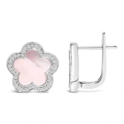 Haus Of Brilliance 14k White Gold Mother Of Pearl And 1/5 Cttw Diamond Halo Star Stud Earrings In Metallic