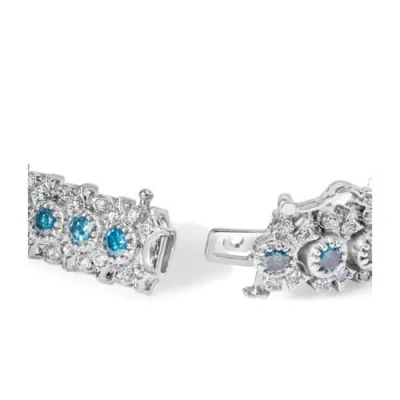 Haus Of Brilliance 14k White Gold 10.0 Cttw Blue And White Diamond Vintage-inspired Floral Cluster L