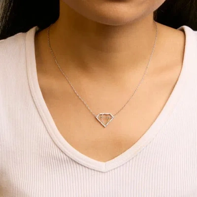 Haus Of Brilliance .925 Sterling Silver 1/7 Cttw Lab Grown Diamond Diamond Shaped Pendant Necklace - In White