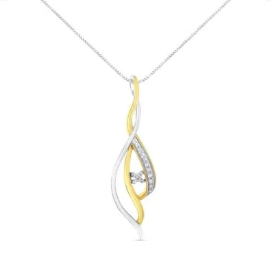 Haus Of Brilliance 10k Yellow And White Gold Round Cut Diamond Accent Cascade Pendant Necklace In Green