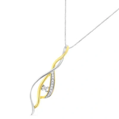 Haus Of Brilliance 10k Yellow And White Gold Round Cut Diamond Accent Cascade Pendant Necklace In Green