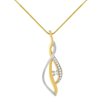 Haus Of Brilliance 10k Yellow And White Gold Round Cut Diamond Accent Cascade Pendant Necklace In Green