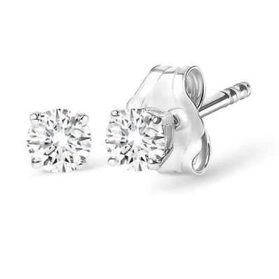 Haus Of Brilliance 14k White Gold 1.0 Cttw Lab Grown Diamond Solitaire Stud Earrings In Metallic