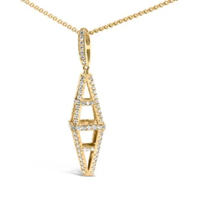 Haus Of Brilliance 14k Yellow Gold 1.0 Cttw Diamond Studded Geometric Double Pyramid Pendant Necklac In Gold