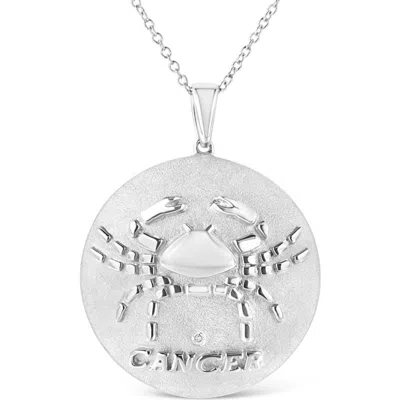 Haus Of Brilliance Silver Diamond Accent Cancer Zodiac Design Pendant Necklace Medallion In Metallic