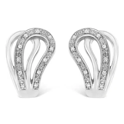 Haus Of Brilliance .925 Sterling Silver Pave-set Diamond Accent Horseshoe Hoop Earring In White