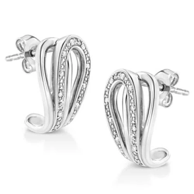 Haus Of Brilliance .925 Sterling Silver Pave-set Diamond Accent Horseshoe Hoop Earring In White