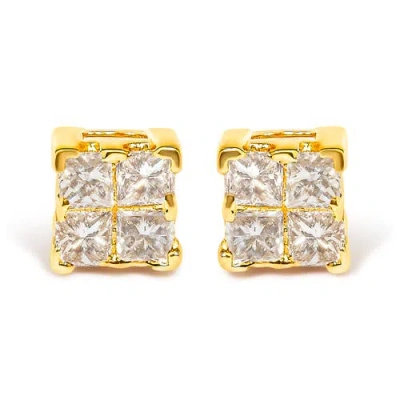 Haus Of Brilliance 10kt Gold Princess Diamond Stud Earring In Gold