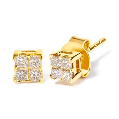 Haus Of Brilliance 10kt Gold Princess Diamond Stud Earring In Gold