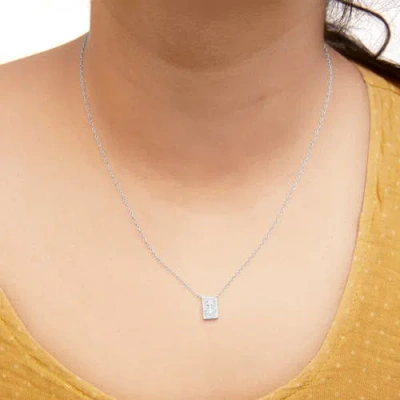 Haus Of Brilliance .925 Sterling Silver 1/10 Ctw Diamond Inlaid Cross Dog Tag Pendant Necklace In Multi