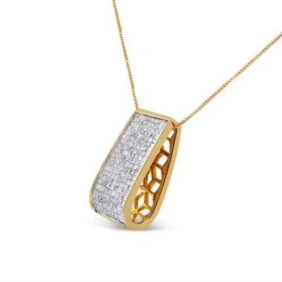 Haus Of Brilliance 14k Yellow Gold Princess-cut Diamond Pillar Pendant Necklace In Gold