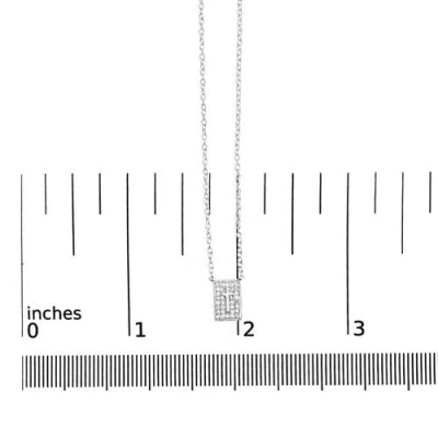 Haus Of Brilliance .925 Sterling Silver 1/10 Ctw Diamond Inlaid Cross Dog Tag Pendant Necklace In Multi