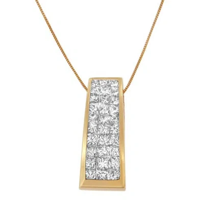 Haus Of Brilliance 14k Yellow Gold Princess-cut Diamond Pillar Pendant Necklace In Gold